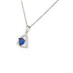 Blue and White Sapphire Triangular Pendant in Sterling Silver