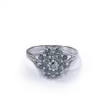 Blue Diamond Cluster Ring in 14kt White Gold
