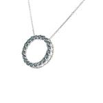 Blue Diamond Circle of Life Pendant in 14kt White Gold