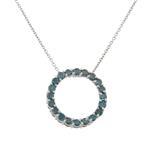 Blue Diamond Circle of Life Pendant in 14kt White Gold