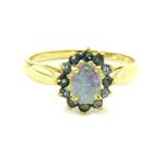 Forever Diamonds Blue Opal and Blue Sapphire Ring in 10kt Gold