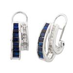 Blue Sapphire and Diamond Earrings in 14kt White Gold