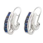 Blue Sapphire and Diamond Earrings in 14kt White Gold