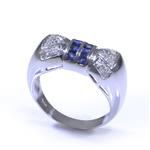 Bowtie Sapphire and Diamond Ring in 14kt White Gold 