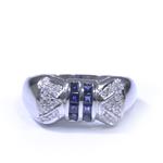 Bowtie Sapphire and Diamond Ring in 14kt White Gold 