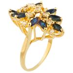 Blue Sapphire Diamond Blossom Ring in 14kt Gold