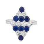 Blue Sapphire Diamond Ring in 14kt White Gold