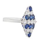Blue Sapphire Diamond Ring in 14kt White Gold