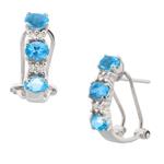 Blue Topaz Diamond Earrings in 14kt White Gold