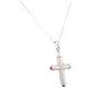 Cabochon Gemstone Diamond Cross in 14kt White Gold