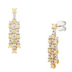 Canary Yellow and White Diamond Earrings in 18k White Gold