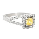 Square Canary Yellow Diamond Engagement Ring in 18kt White Gold