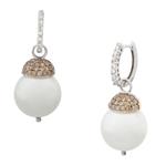 Chocolate Diamond Pearl Earrings in 18kt White Gold