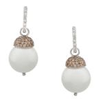 Forever Diamonds Chocolate Diamond Pearl Earrings in 18kt White Gold