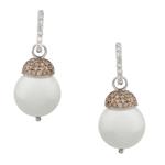 Chocolate Diamond Pearl Earrings in 18kt White Gold