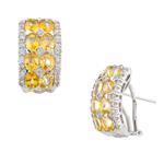 Citrine Diamond Earrings in 14kt White Gold