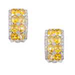 Citrine Diamond Earrings in 14kt White Gold