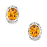 Citrine Gemstone Diamond Earrings in 18kt White Gold