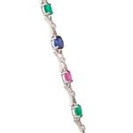 Colored Stone Diamond Bracelet in 14kt White Gold