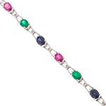 Colored Stone Diamond Bracelet in 14kt White Gold