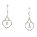 Cubic Zirconia Heart Drop Earrings in Sterling Silver