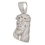 Small Cubic Zirconia Head of Jesus Pendant in Sterling Silver