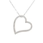 Forever Diamonds Cubic Zirconia Open Heart Pendant in 14kt White Gold