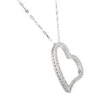 Cubic Zirconia Open Heart Pendant in 14kt White Gold