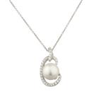 White Sapphire Pearl Pendant in Sterling Silver