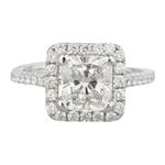 Cushion Cut Diamond Halo Engagement Ring in 18kt White Gold