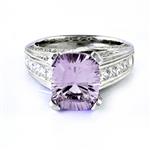 Kunzite Diamond Ring in 18kt White Gold