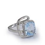 Blue Topaz Diamond Ring in 14kt White Gold