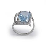 Forever Diamonds Blue Topaz Diamond Ring in 14kt White Gold