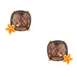 Forever Diamonds Cushion Cut Smokey Topaz Earrings in 14k Gold