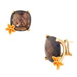 Cushion Cut Smokey Topaz Earrings in 14k Gold