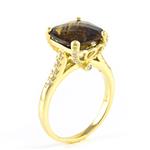 Forever Diamonds Cushion Cut Smoky Topaz Diamond Ring in 14kt Gold