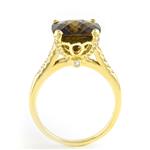 Cushion Cut Smoky Topaz Diamond Ring in 14kt Gold