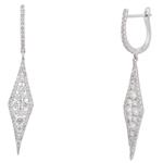 Dangling Cluster Diamond Earrings in 18kt White Gold