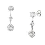 Dangling Diamond Cluster Earrings in 18kt White Gold