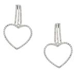 Dangling Diamond Heart Earrings in 18kt White Gold