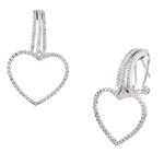 Dangling Diamond Heart Earrings in 18kt White Gold