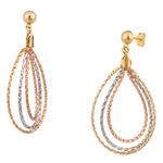 Dangling Earrings in 14kt Tri- Color Gold