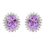 Diamond Amethyst Stud Earrings in 14kt White Gold