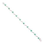 Diamond and Emerald Wavy Bracelet in 14kt White Gold