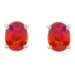 Diamond and Garnet Stud Earrings in 14kt White Gold