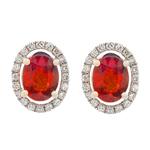 Forever Diamonds Diamond and Garnet Stud Earrings in 14kt White Gold