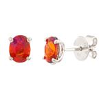 Diamond and Garnet Stud Earrings in 14kt White Gold