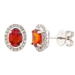 Diamond and Garnet Stud Earrings in 14kt White Gold