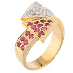 Diamond and Ruby Arrow Ring in 14kt Gold