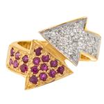 Diamond and Ruby Arrow Ring in 14kt Gold